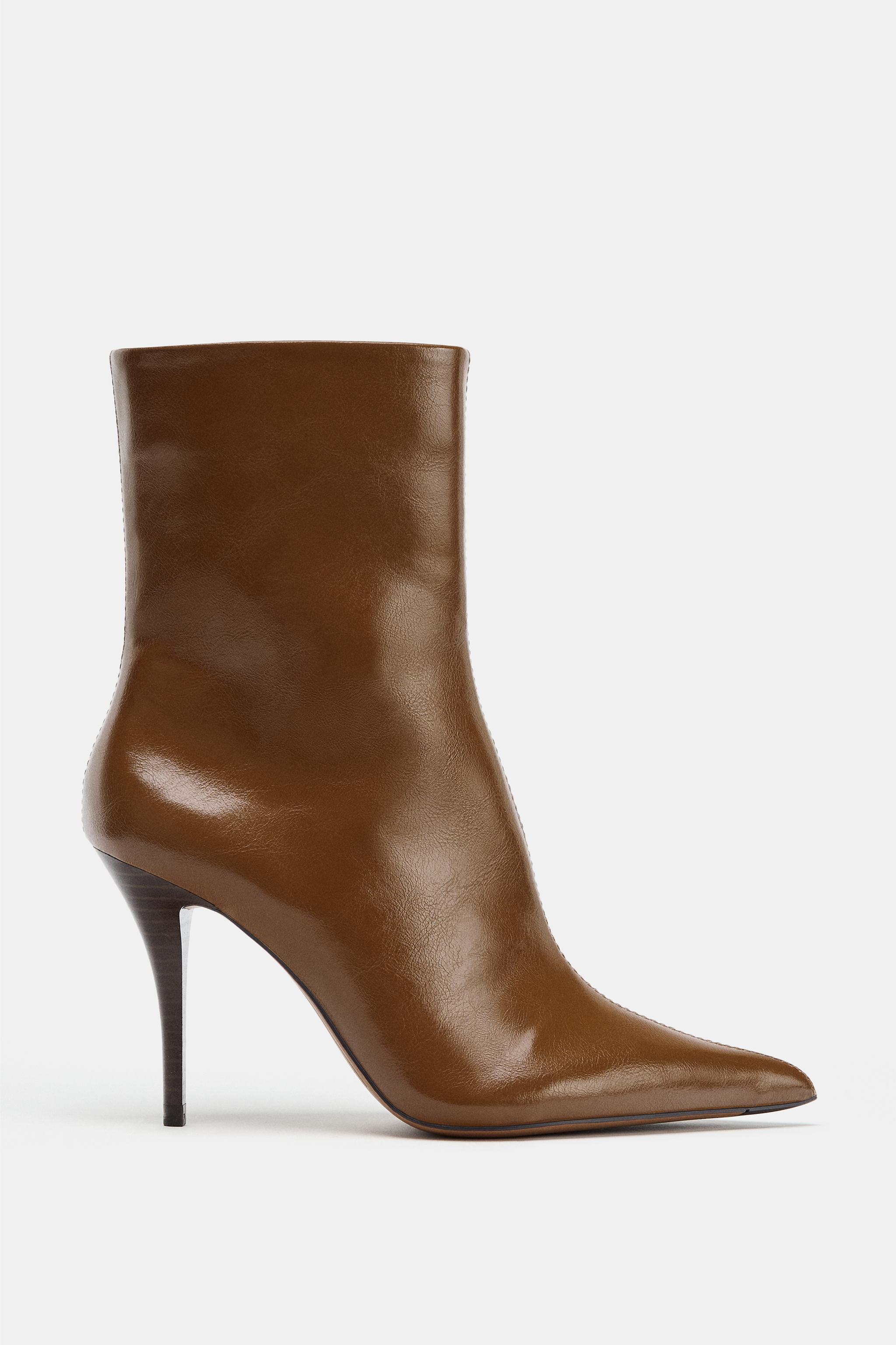 PATENT HEELED ANKLE BOOTS